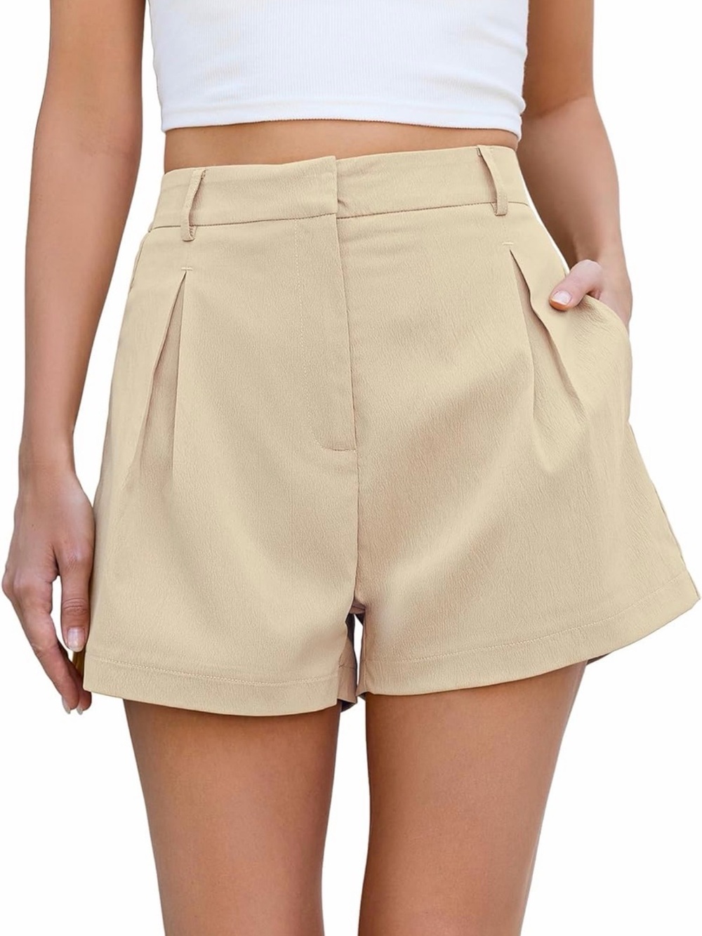 Allimy Box Pleats High Waisted Elastic Lightweight Hidden Zip XL Shorts NWT